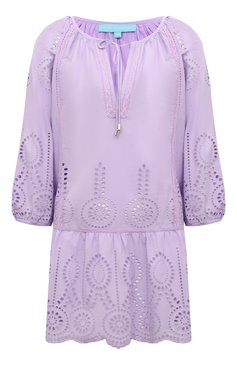 Женская хлопковое платье MELISSA ODABASH сиреневого цвета, арт. ASHLEY SS 24. | Фото 1 (Материал сплава: Проставлено; Длина Ж (юбки, платья, шорты): Мини; Материал внешний: Хлопок; Драгоценные камни: Проставлено; Рукава: 3/4; Женское Кросс-КТ: Туника-пляжная одежда; Стили: Кэжуэл)