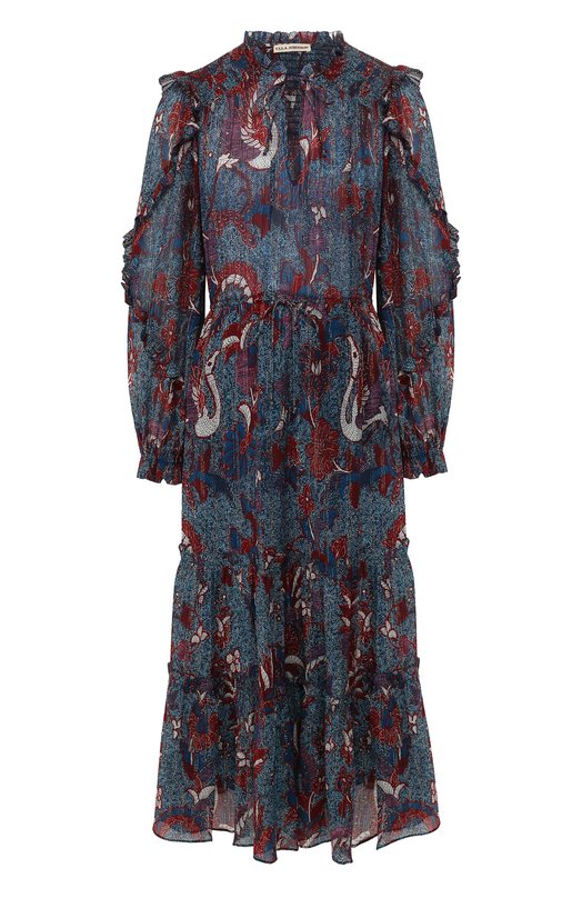 

Платье из смеси хлопка и шелка Ulla Johnson, Синий