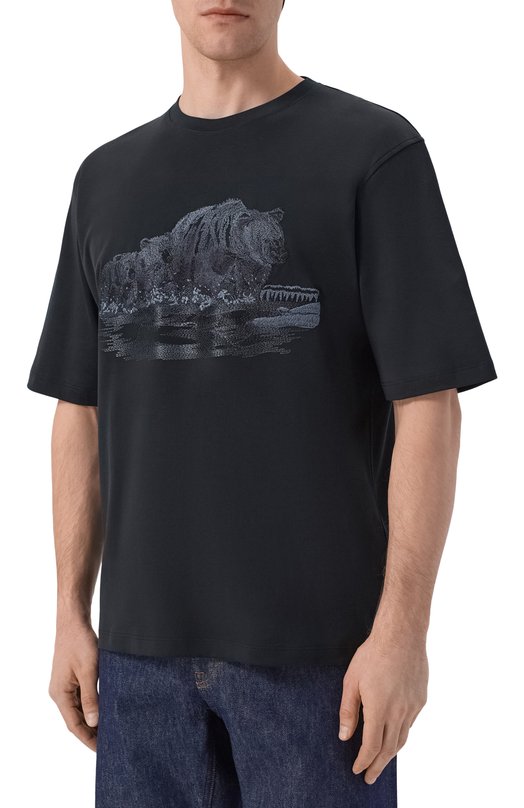 Хлопковая футболка Stefano Ricci MNH6205350/LUXT Чёрный  MNH6205350/LUXT Фото 3