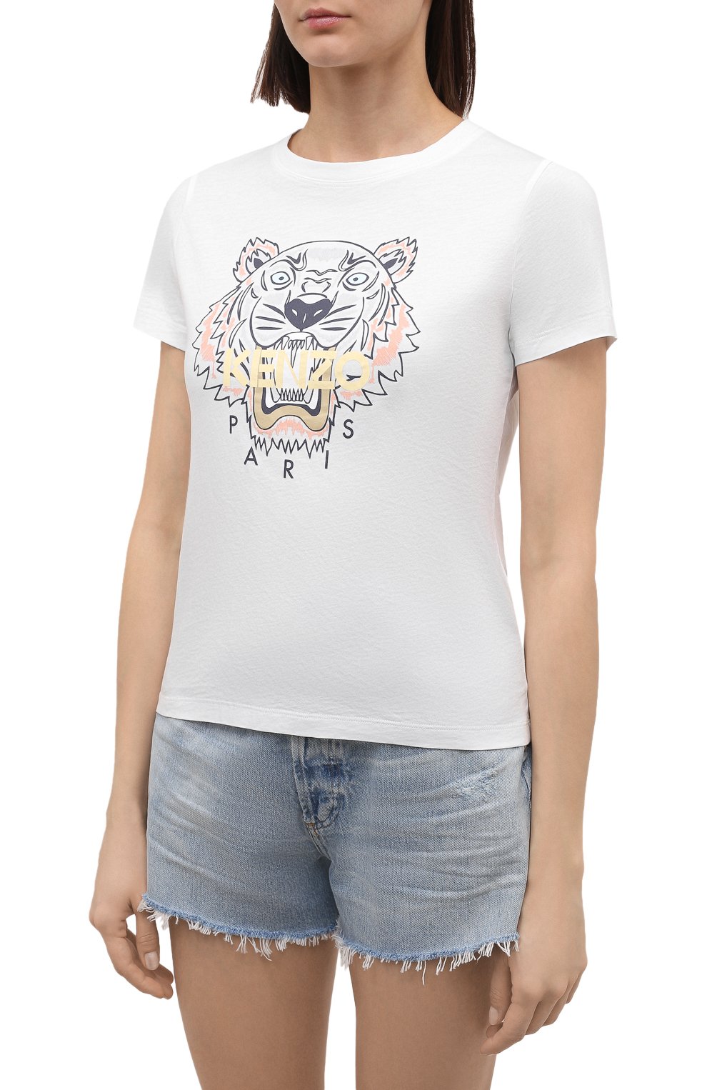 Хлопковая футболка KENZO белого цвета по цене 13800 руб., арт. FC52TS8464YM, фото 3 Хлопковая футболка KENZO, арт. FC52TS8464YM, фото 3