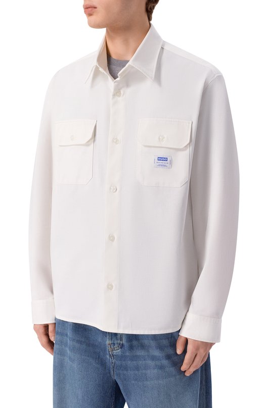 Хлопковая рубашка HUGO Blue 50520001 Белый  50520001 Фото 3