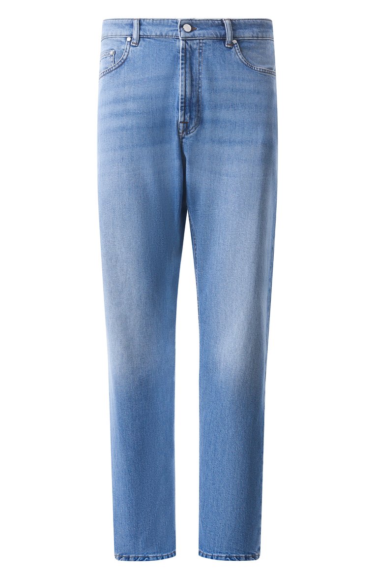 Мужские джинсы wide fit ZILLI синего цвета, арт. JPJ006M010320001D | Фото 1 (Длина (брюки, джинсы): Стандартные; Материал внешний: Хлопок, Деним; Кросс-КТ: Деним; Силуэт М (брюки): Прямые; Детали: Делаве; Стили: Повседневный; Автоматизация состава: Проставлено; Автоматизация ТО: Проставлено)