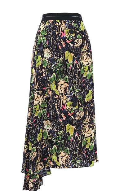 Шелковая юбка асимметричного кроя с принтом PRADA, арт. P195N-1RZM-F0002, фото 1