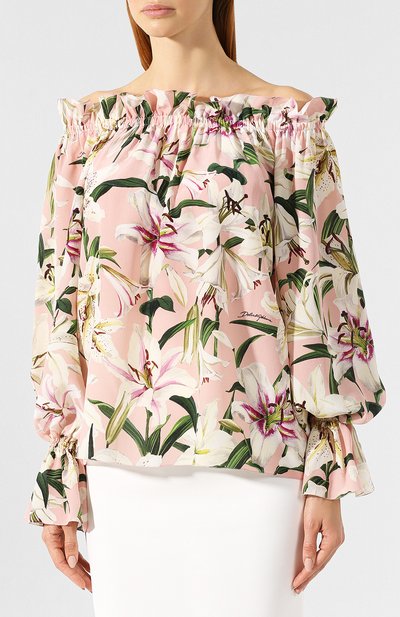 Шелковый топ DOLCE & GABBANA светло-розового цвета по цене 99500 руб., арт. F73R5T/HS15F, фото 3 Шелковый топ DOLCE & GABBANA, арт. F73R5T/HS15F, фото 3