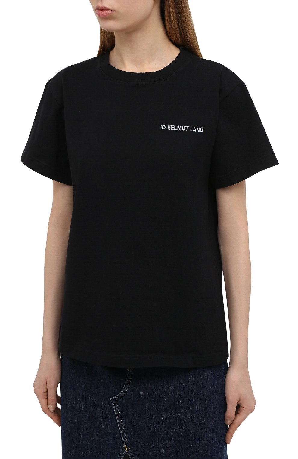 Хлопковая футболка HELMUT LANG черного цвета по цене 15750 руб., арт. K10DW505, фото 3 Хлопковая футболка HELMUT LANG, арт. K10DW505, фото 3