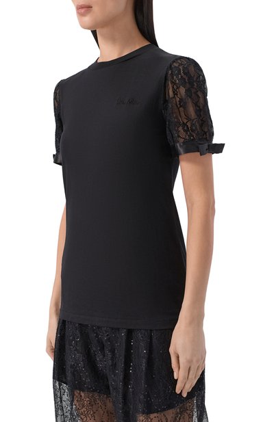 Хлопковый топ NINA RICCI черного цвета по цене 43250 руб., арт. 26PJT0014/C01115, фото 3 Хлопковый топ NINA RICCI, арт. 26PJT0014/C01115, фото 3