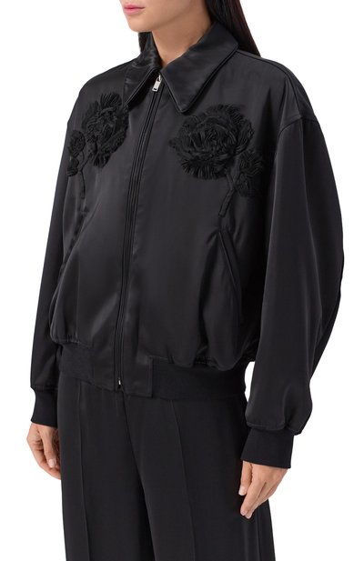 Атласный бомбер JIL SANDER черного цвета по цене 699500 руб., арт. J03SW0007/J65329, фото 3 Атласный бомбер JIL SANDER, арт. J03SW0007/J65329, фото 3