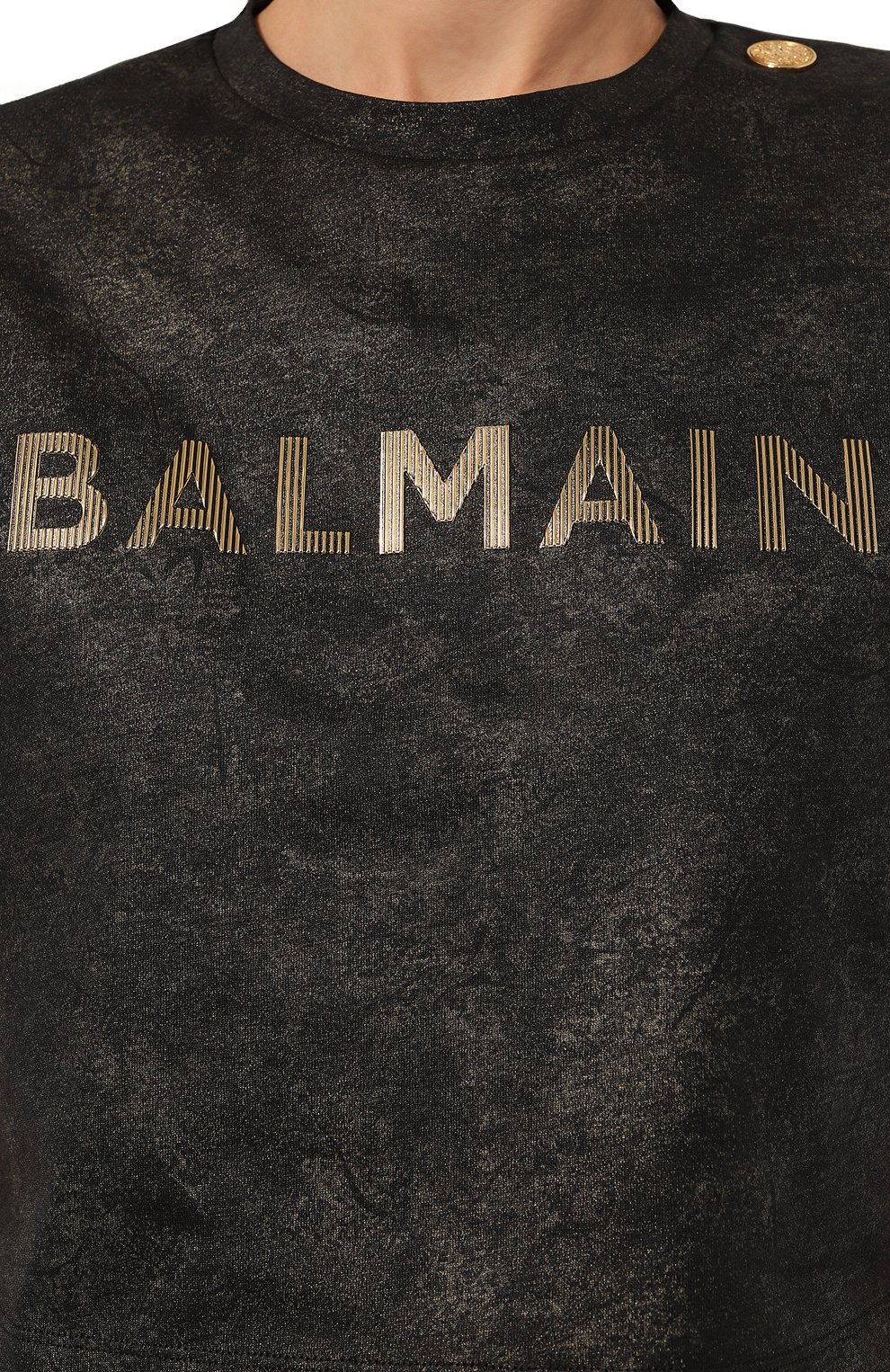 Хлопковая футболка BALMAIN черного цвета по цене 69400 руб., арт. AF1EE024BC20, фото 5 Хлопковая футболка BALMAIN, арт. AF1EE024BC20, фото 5