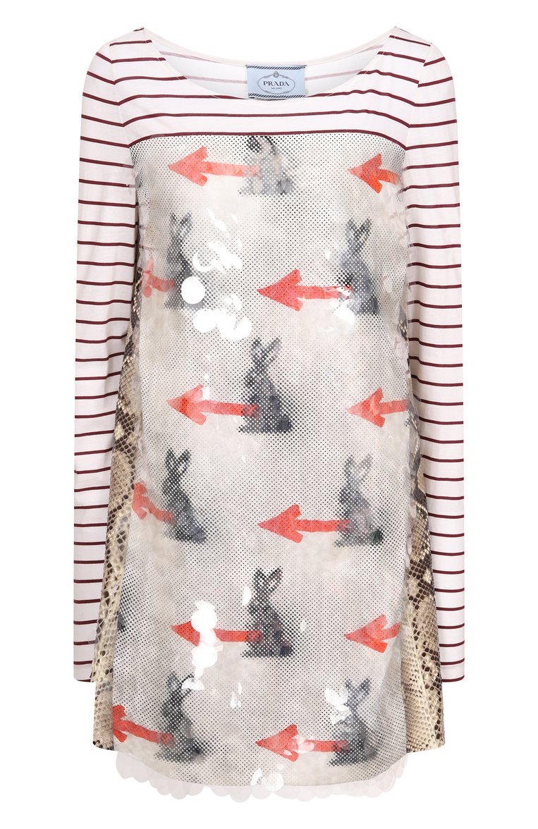 Комбинированное платье PRADA, арт. P32Y1R-1K7W-F0DAL-161, фото 1