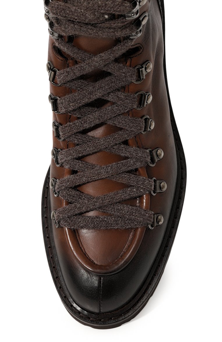 Мужские кожаные ботинки DOUCAL'S темно-коричневого цвета, арт. DU3082PHILUF188T | Фото 6 (Мужское Кросс-КТ: Хайкеры-обувь, Ботинки-обувь; Материал внутренний: Натуральная кожа; Материал сплава: Проставлено; Материал утеплителя: Без утеплителя; Подошва: Плоская; Драгоценные камни: Проставлено)