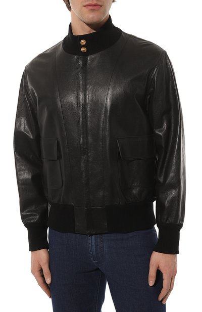 Кожаный бомбер GUCCI черного цвета по цене 403200 руб., арт. 621460 XNAKP, фото 3 Кожаный бомбер GUCCI, арт. 621460 XNAKP, фото 3