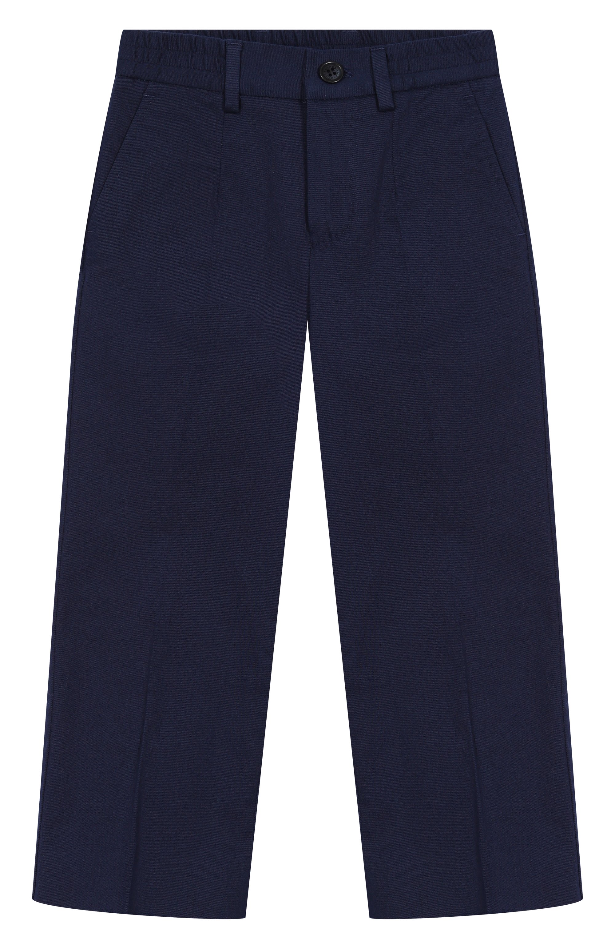 Хлопковые брюки DOLCE & GABBANA темно-синего цвета по цене 49350 руб., арт. L44P74/FUFNX/8-14, фото 1 Хлопковые брюки DOLCE & GABBANA, арт. L44P74/FUFNX/8-14, фото 1