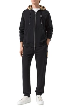 Мужские хлопковые джоггеры BURBERRY черного цвета, арт. 8059066 | Фото 2 (Длина (брюки, джинсы): Стандартные; Драгоценные камни: Проставлено; Материал сплава: Проставлено; Стили: Кэжуэл; Силуэт М (брюки): Джоггеры; Материал внешний: Хлопок)