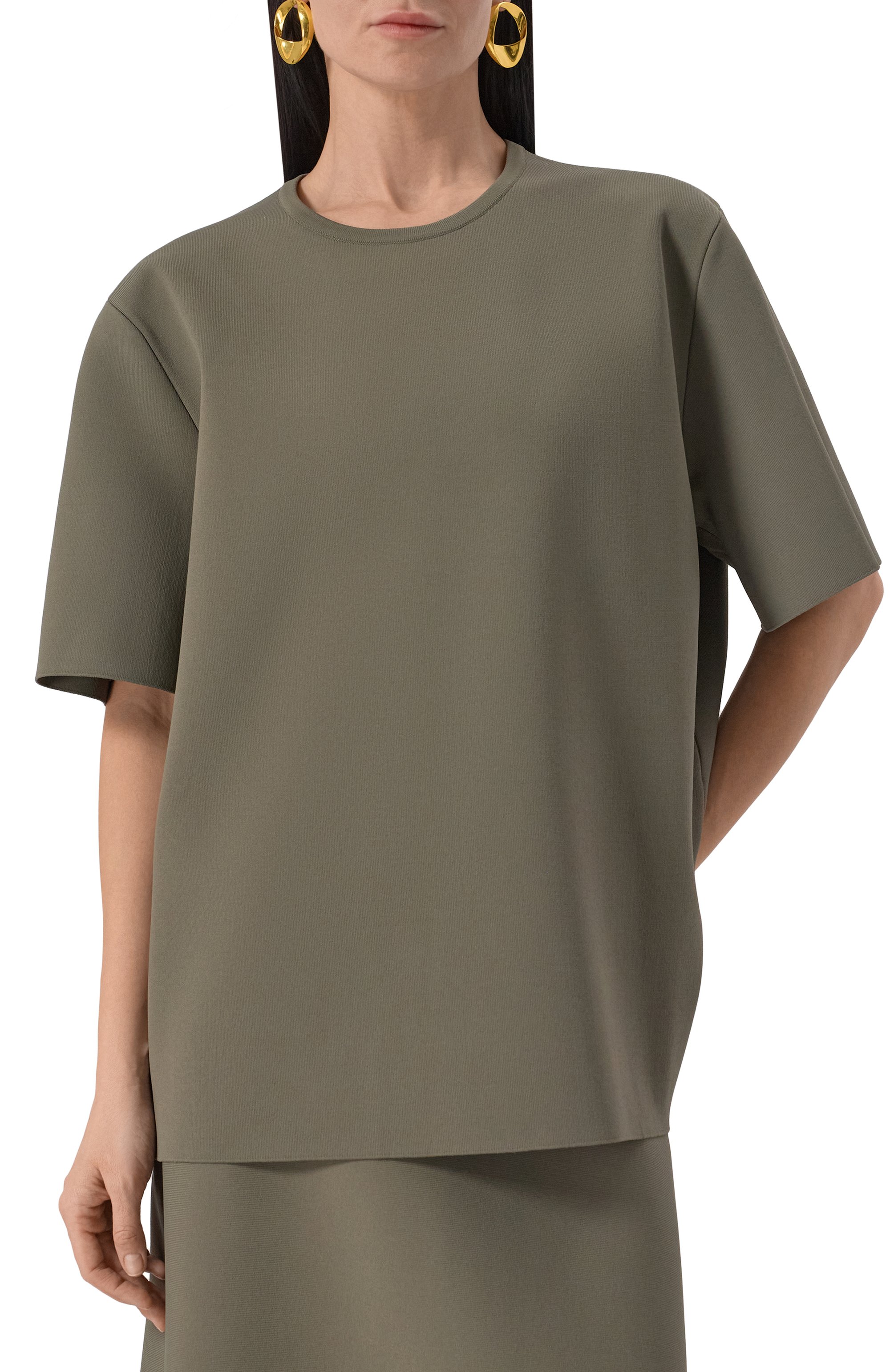 Пуловер из вискозы JIL SANDER хаки цвета по цене 245500 руб., арт. J04GC0107-J18208, фото 3 Пуловер из вискозы JIL SANDER, арт. J04GC0107-J18208, фото 3