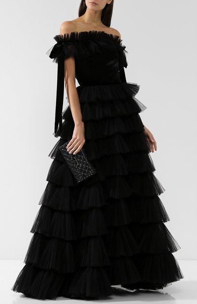 Приталенное платье-бюстье с оборками VALENTINO, арт. QB2VD7P10K8, фото 2