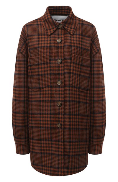 Женская шерстяная рубашка NANUSHKA, арт. MARTIN_NAVY RUST CHECK_D0UBLE W00L