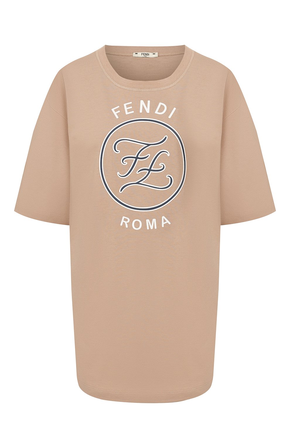 Хлопковая футболка FENDI темно-бежевого цвета по цене 34900 руб., арт. FAF127 AB4I, фото 1 Хлопковая футболка FENDI, арт. FAF127 AB4I, фото 1