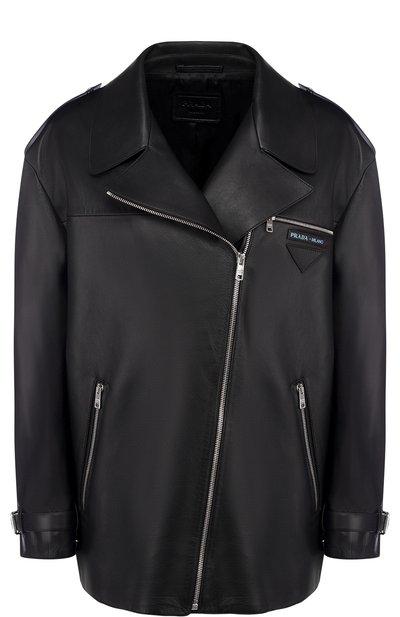 Кожаная куртка с косой молнией PRADA, арт. 58937-FLY-F014B, фото 1