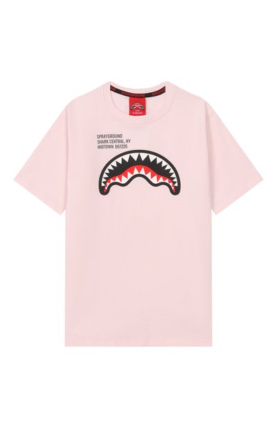 Хлопковая футболка SPRAYGROUND, арт. SPY1384LIGHT/SHARK BASIC REG T-SHIRT LIGHT PINK