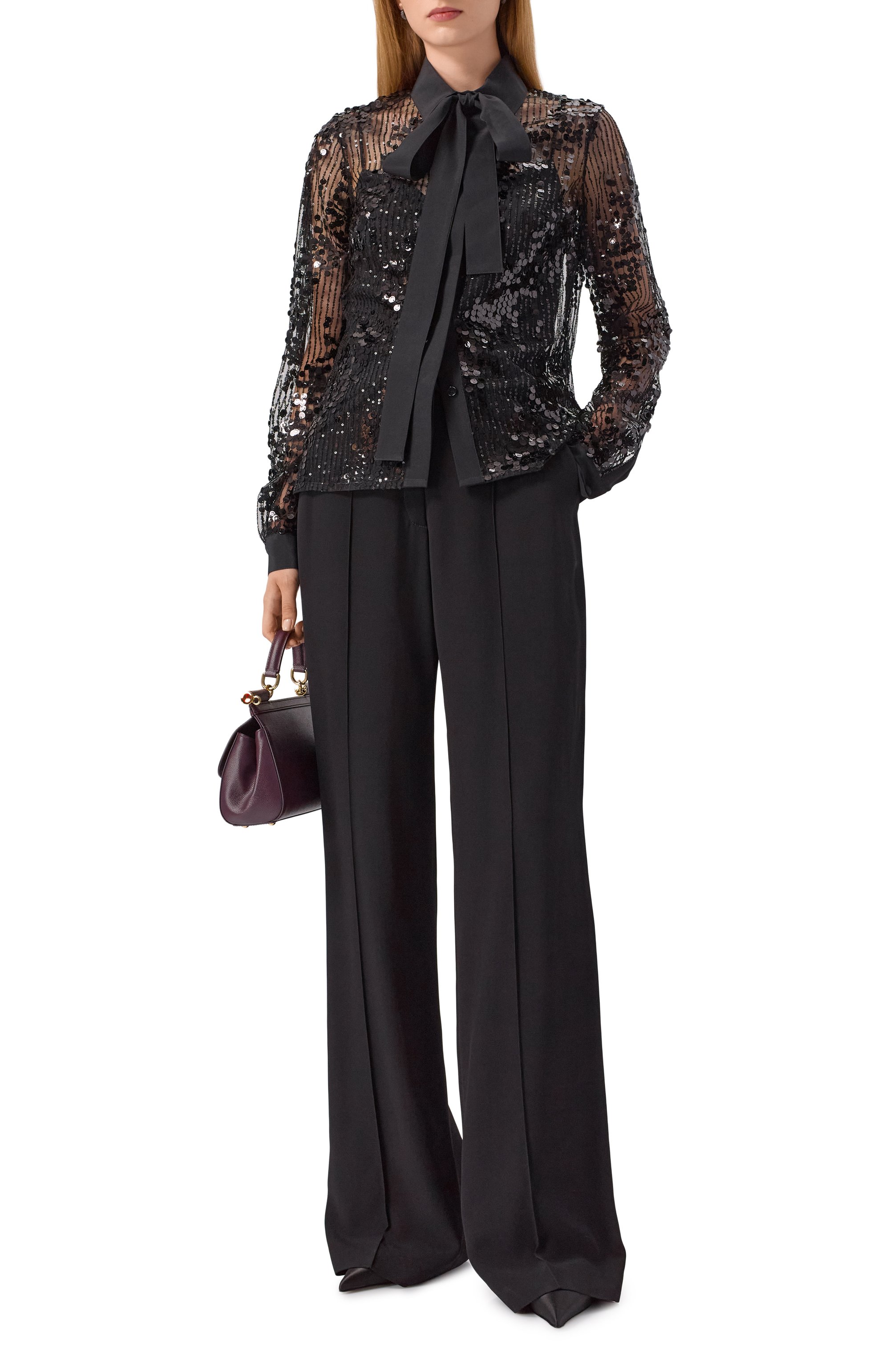 Блузка с отделкой пайетками ELIE SAAB, арт. SH127NP25/PA010, фото 2