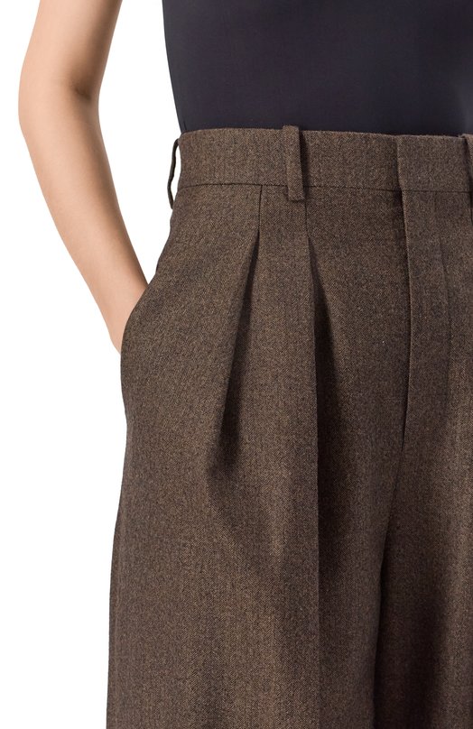 Шерстяные брюки Saint Laurent 824389/Y7K54 Коричневый  824389/Y7K54 Фото 5