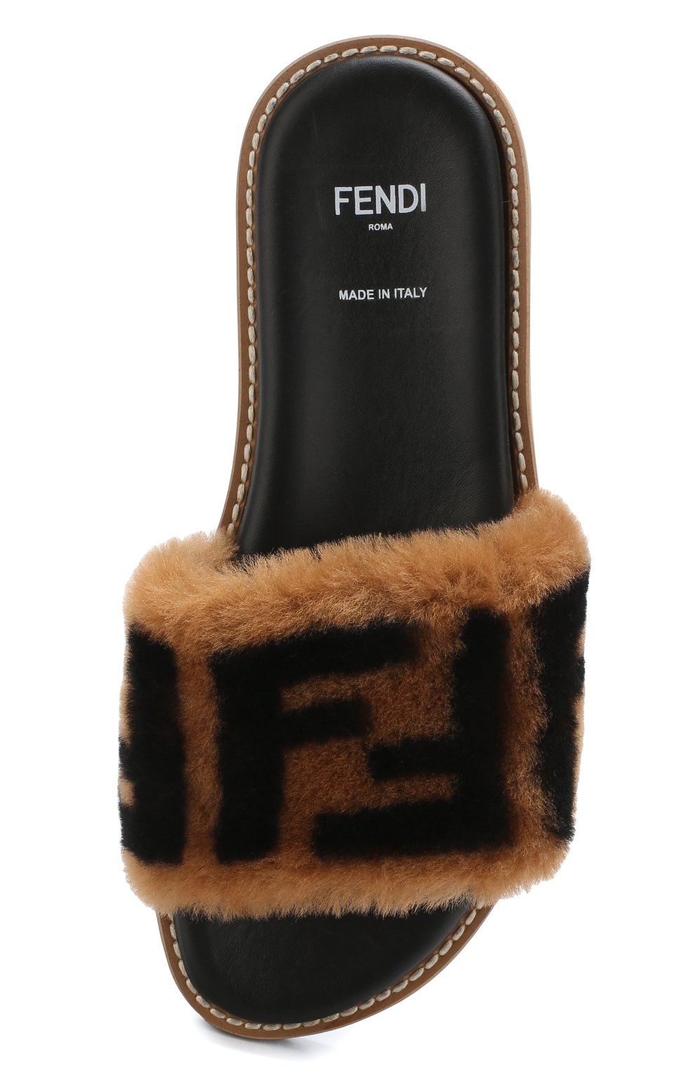 Кожаные шлепанцы с мехом FENDI, арт. JMR264/A62R/28-35, фото 4