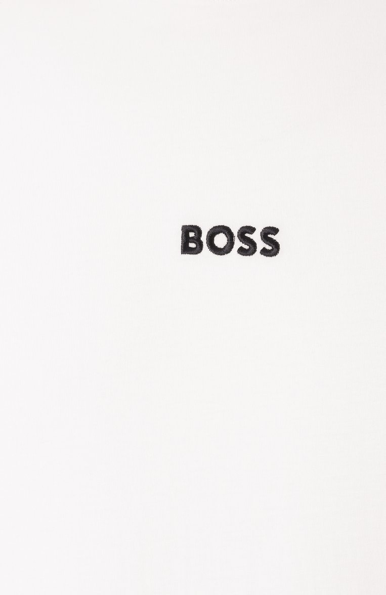 Мужская хлопковая футболка BOSS белого цвета, арт. 50535802 | Фото 6 (Длина (для топов): Стандартные; Рукава: Короткие; Материал внешний: Хлопок; Кросс-КТ: домашняя одежда)