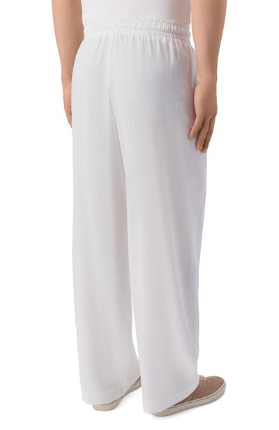 Брюки изо льна и вискозы EMPORIO ARMANI белого цвета по цене 19050 руб., арт. EM000586/AF20590, фото 4 Брюки изо льна и вискозы EMPORIO ARMANI, арт. EM000586/AF20590, фото 4
