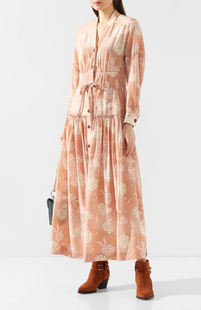 Шелковое платье CHLOÉ розового цвета по цене 351000 руб., арт. CHC20SR024330, фото 2 Шелковое платье CHLOÉ, арт. CHC20SR024330, фото 2