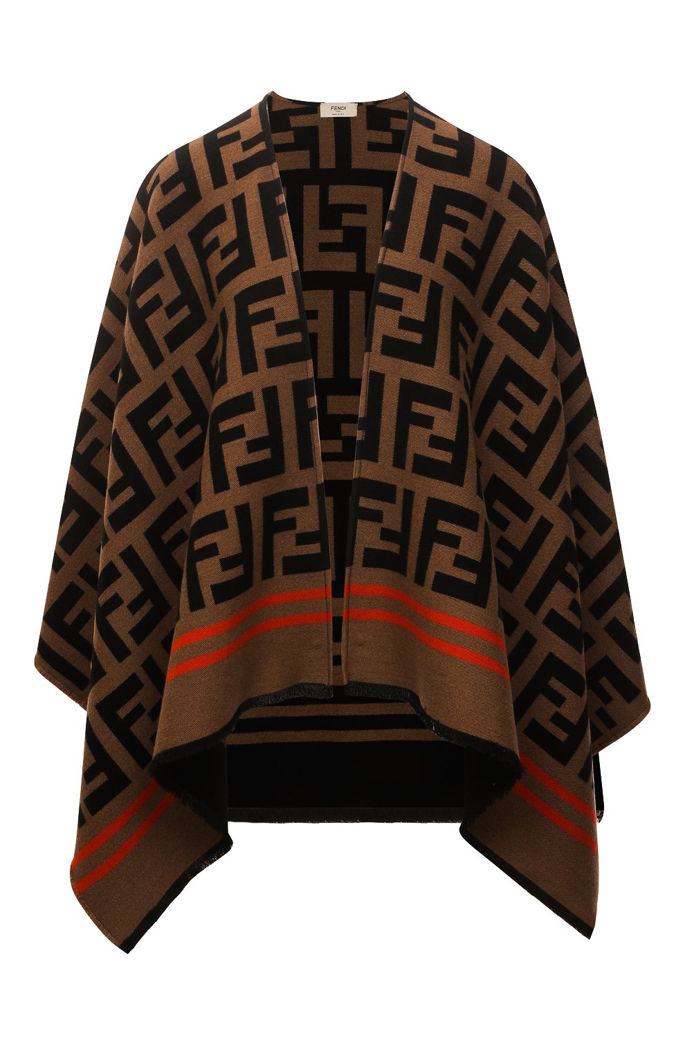 Пончо из шерсти и шелка FENDI черного цвета по цене 109500 руб., арт. FXX636 A3Q1, фото 1 Пончо из шерсти и шелка FENDI, арт. FXX636 A3Q1, фото 1