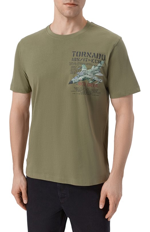 Хлопковая футболка Aeronautica Militare TS2537UJ00727 Хаки  TS2537UJ00727 Фото 3