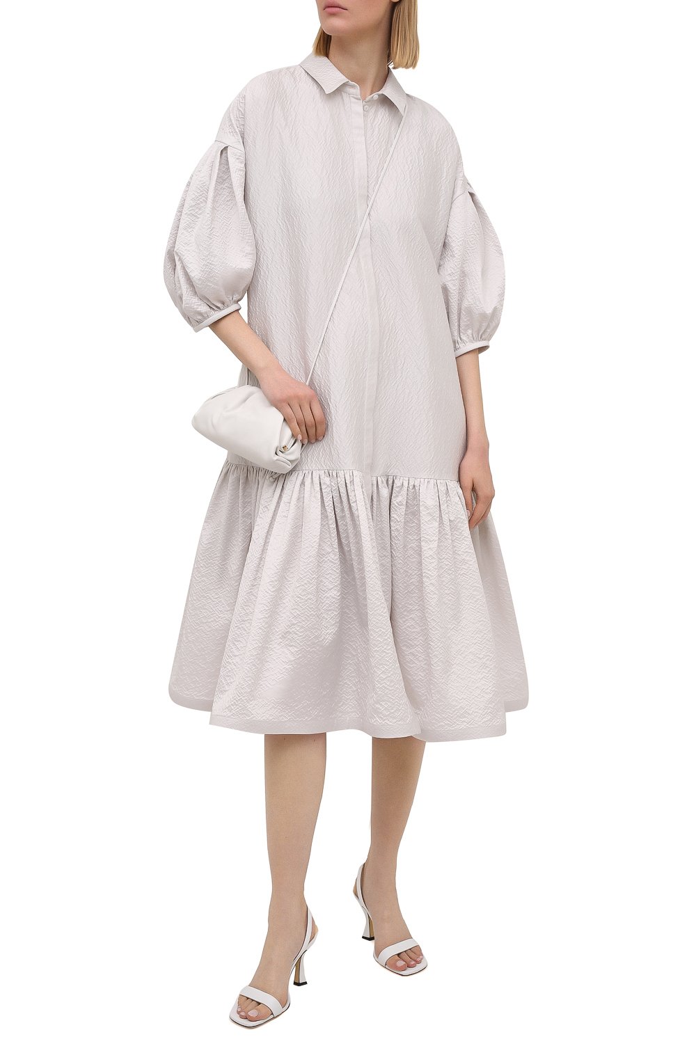 Платье из хлопка и шелка TEGIN светло-серого цвета по цене 55000 руб., арт. SD2149, фото 2 Платье из хлопка и шелка TEGIN, арт. SD2149, фото 2