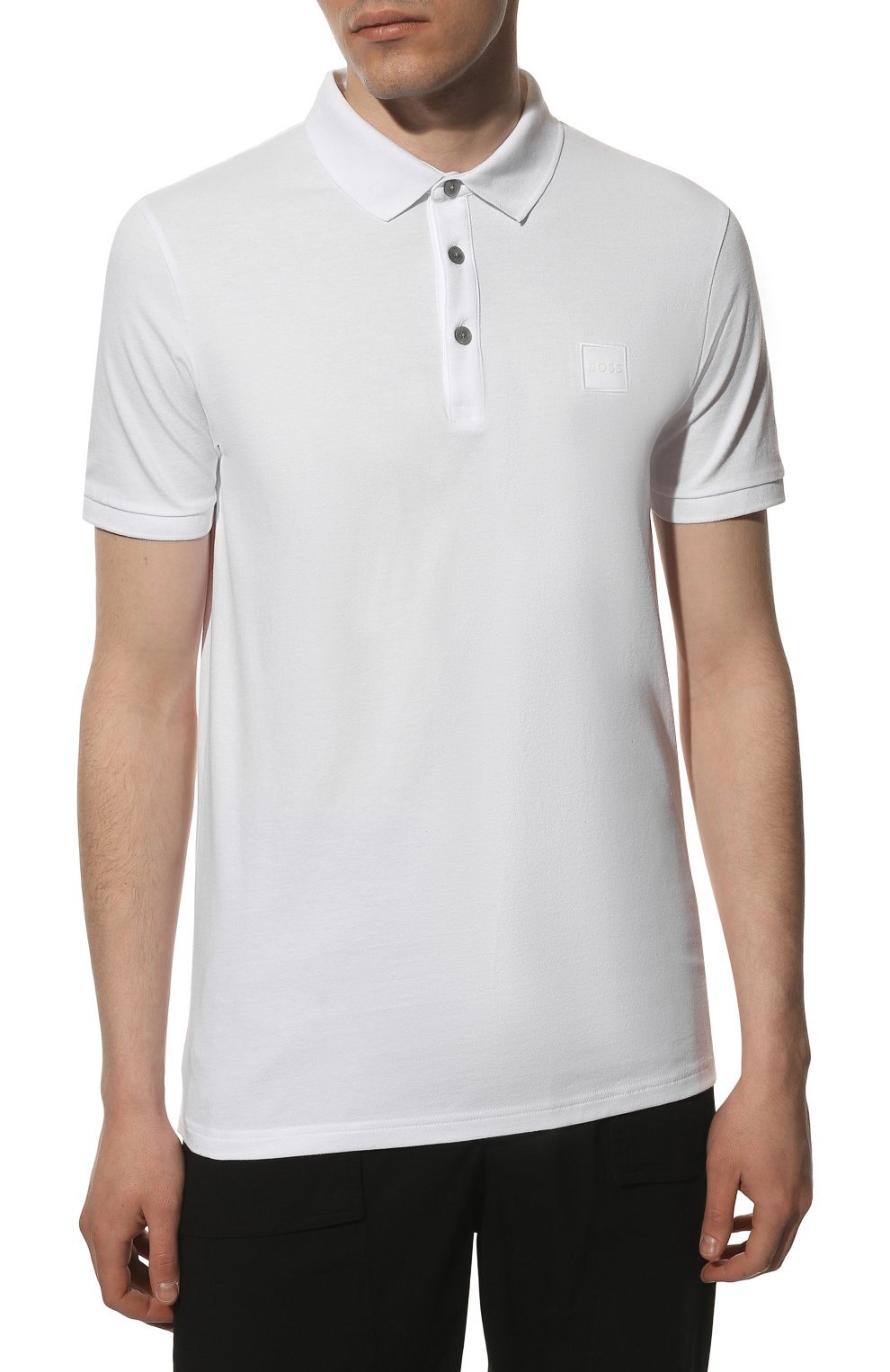 Хлопковое поло BOSS белого цвета по цене 10500 руб., арт. 50472668, фото 3 Хлопковое поло BOSS, арт. 50472668, фото 3
