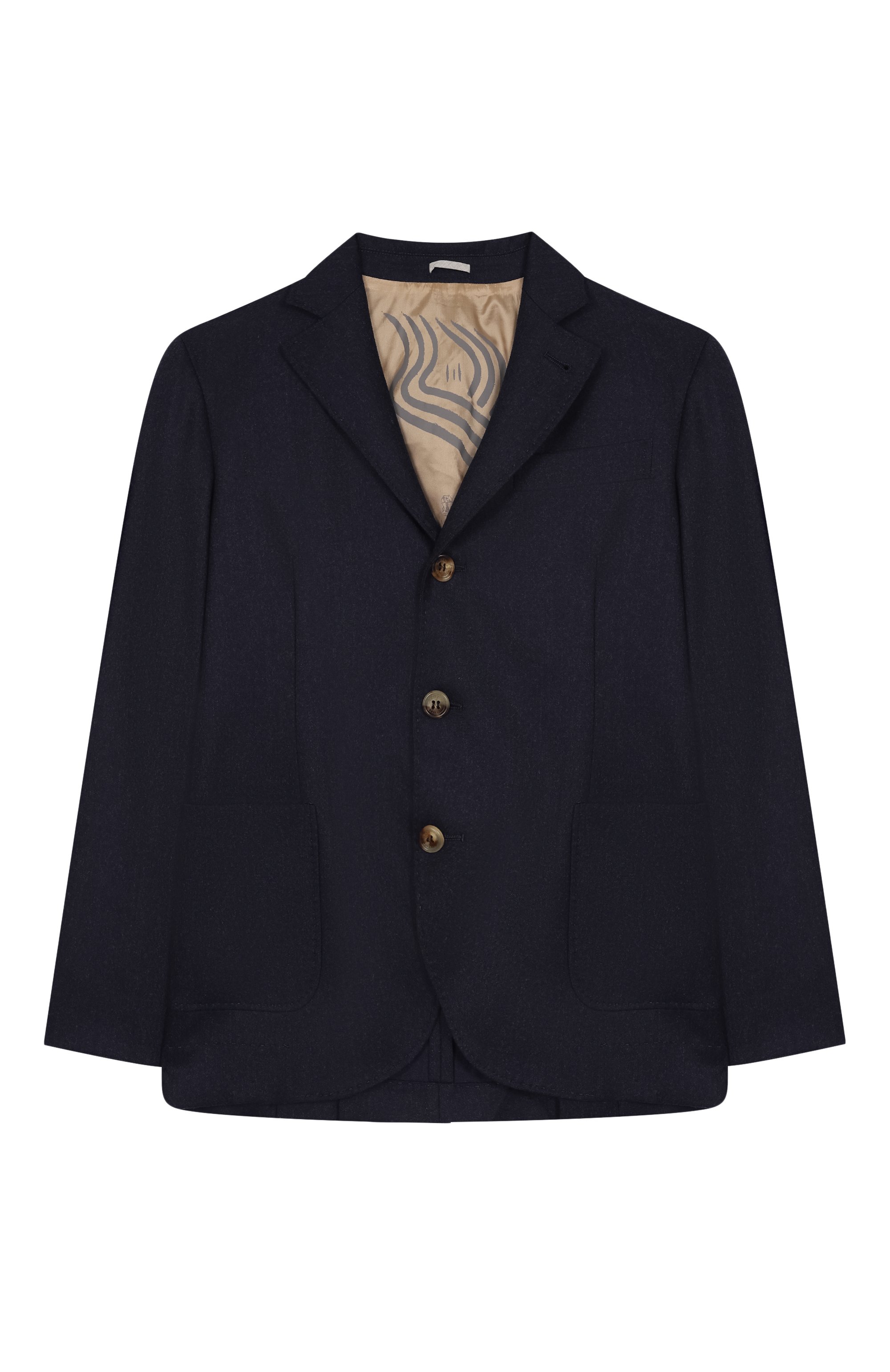 Шерстяной пиджак BRUNELLO CUCINELLI темно-синего цвета по цене 112500 руб., арт. BE226K730B, фото 1 Шерстяной пиджак BRUNELLO CUCINELLI, арт. BE226K730B, фото 1