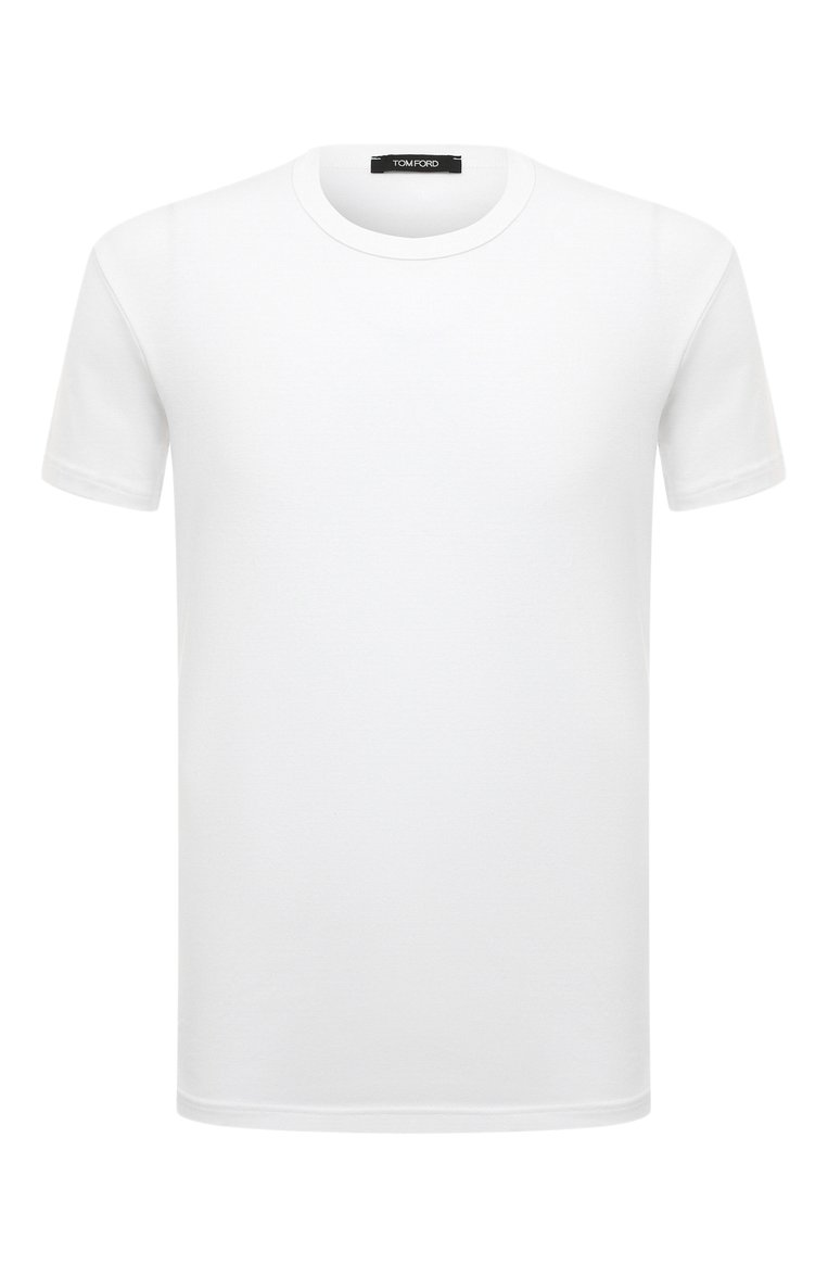Мужская хлопковая футболка TOM FORD белого цвета, арт. T4M08104 | Фото 1 (Кросс-КТ: домашняя одежда; Рукава: Короткие; Длина (для топов): Стандартные; Материал сплава: Проставлено; Материал внешний: Хлопок; Драгоценные камни: Проставлено)