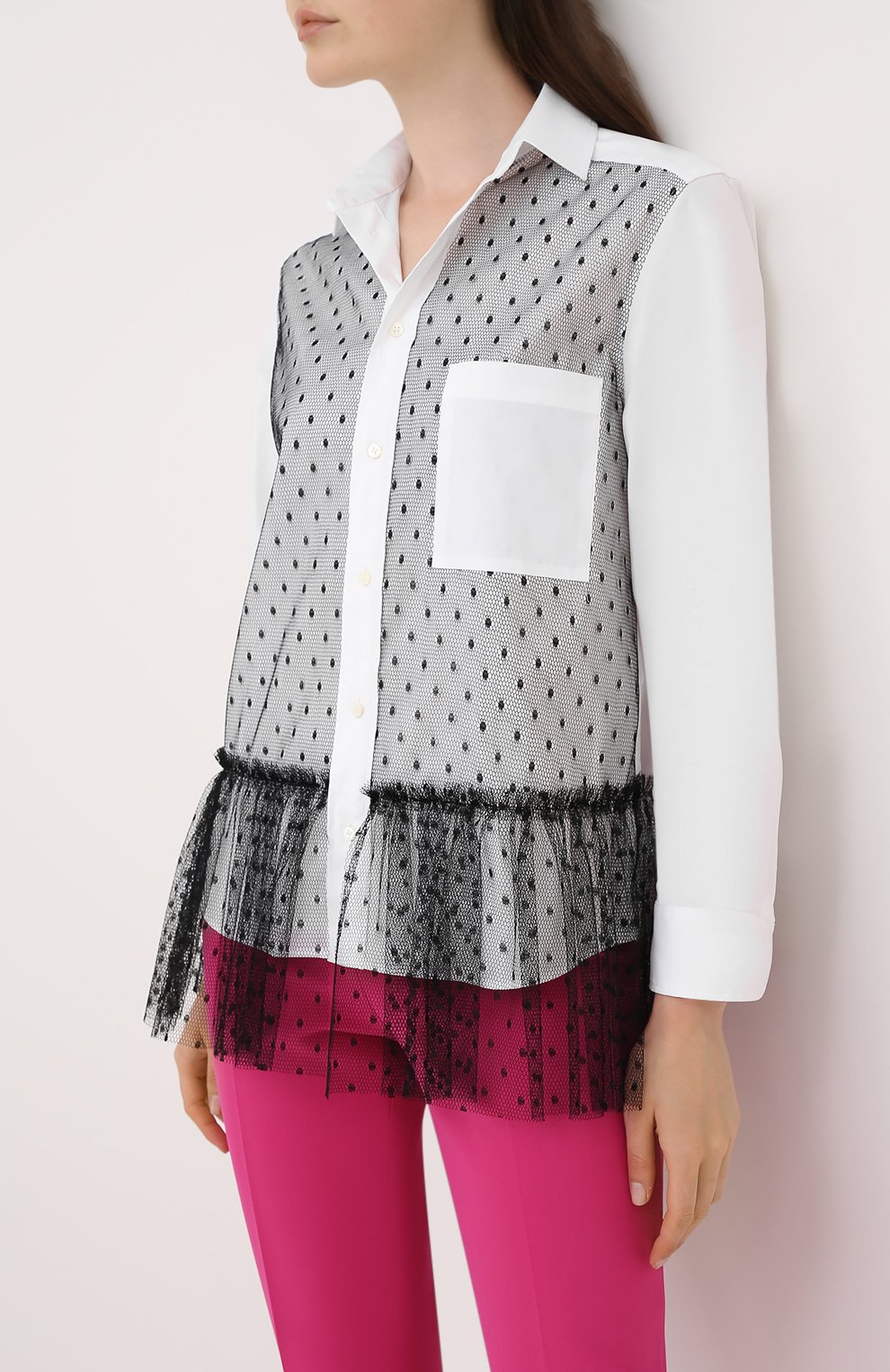 Хлопковая блузка REDVALENTINO черно-белого цвета по цене 52100 руб., арт. UR3ABD45/50K, фото 3 Хлопковая блузка REDVALENTINO, арт. UR3ABD45/50K, фото 3
