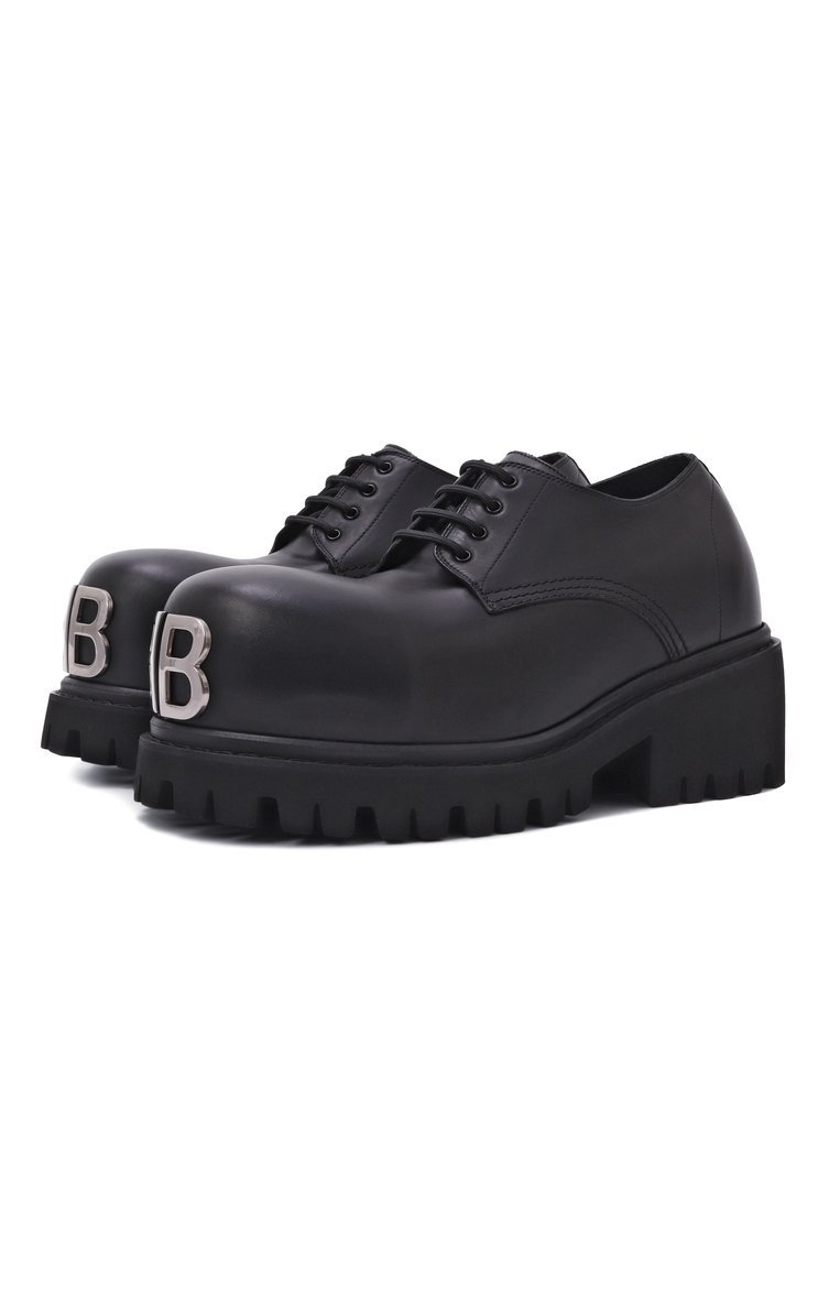 Мужские кожаные дерби stomper BALENCIAGA черного цвета, арт. 807326/WCDA0 | Фото 1 (Нос: Не проставлено; Материал внутренний: Натуральная кожа; Материал сплава: Проставлено; Материал внешний: Натуральная кожа; Стили: Классический)
