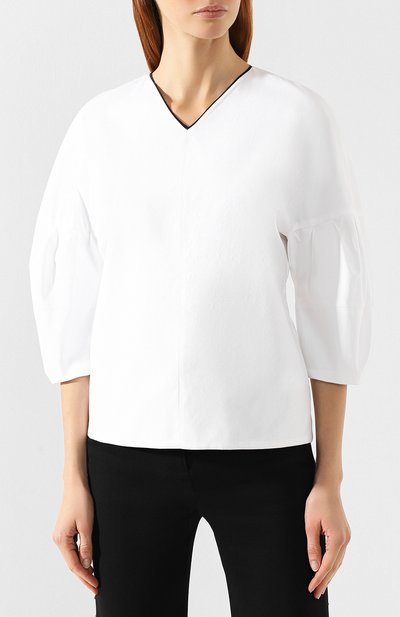 Хлопковый топ VICTORIA, VICTORIA BECKHAM белого цвета по цене 23050 руб., арт. TPVV 153B PSS19 C0TT0N SHIRTING, фото 3 Хлопковый топ VICTORIA, VICTORIA BECKHAM, арт. TPVV 153B PSS19 C0TT0N SHIRTING, фото 3