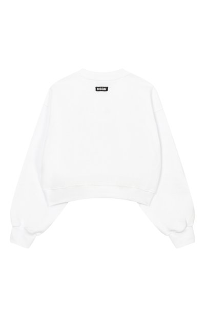 Хлопковый свитшот MSGM KIDS белого цвета по цене 13800 руб., арт. S6MSJGSW079, фото 2 Хлопковый свитшот MSGM KIDS, арт. S6MSJGSW079, фото 2