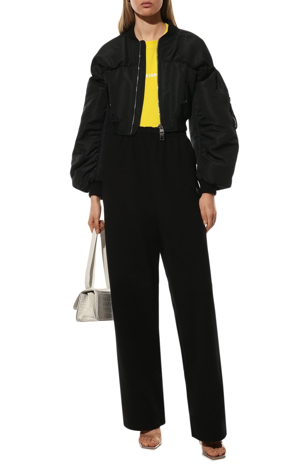 Хлопковая футболка MSGM желтого цвета по цене 12300 руб., арт. 3241MDM500 227298, фото 2 Хлопковая футболка MSGM, арт. 3241MDM500 227298, фото 2