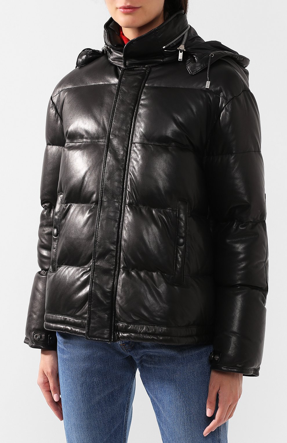 Кожаный пуховик с воротником-стойкой SAINT LAURENT, арт. 536747/YC2SW, фото 6