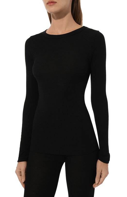 Лонгслив из шерсти и шелка Zimmerli 370-53020 Чёрный  370-53020 Фото 3