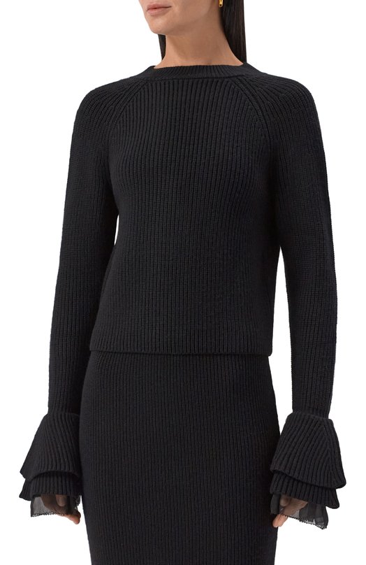 Шерстяной пуловер Nina Ricci 25AMPU012/ML0581 Чёрный  25AMPU012/ML0581 Фото 3