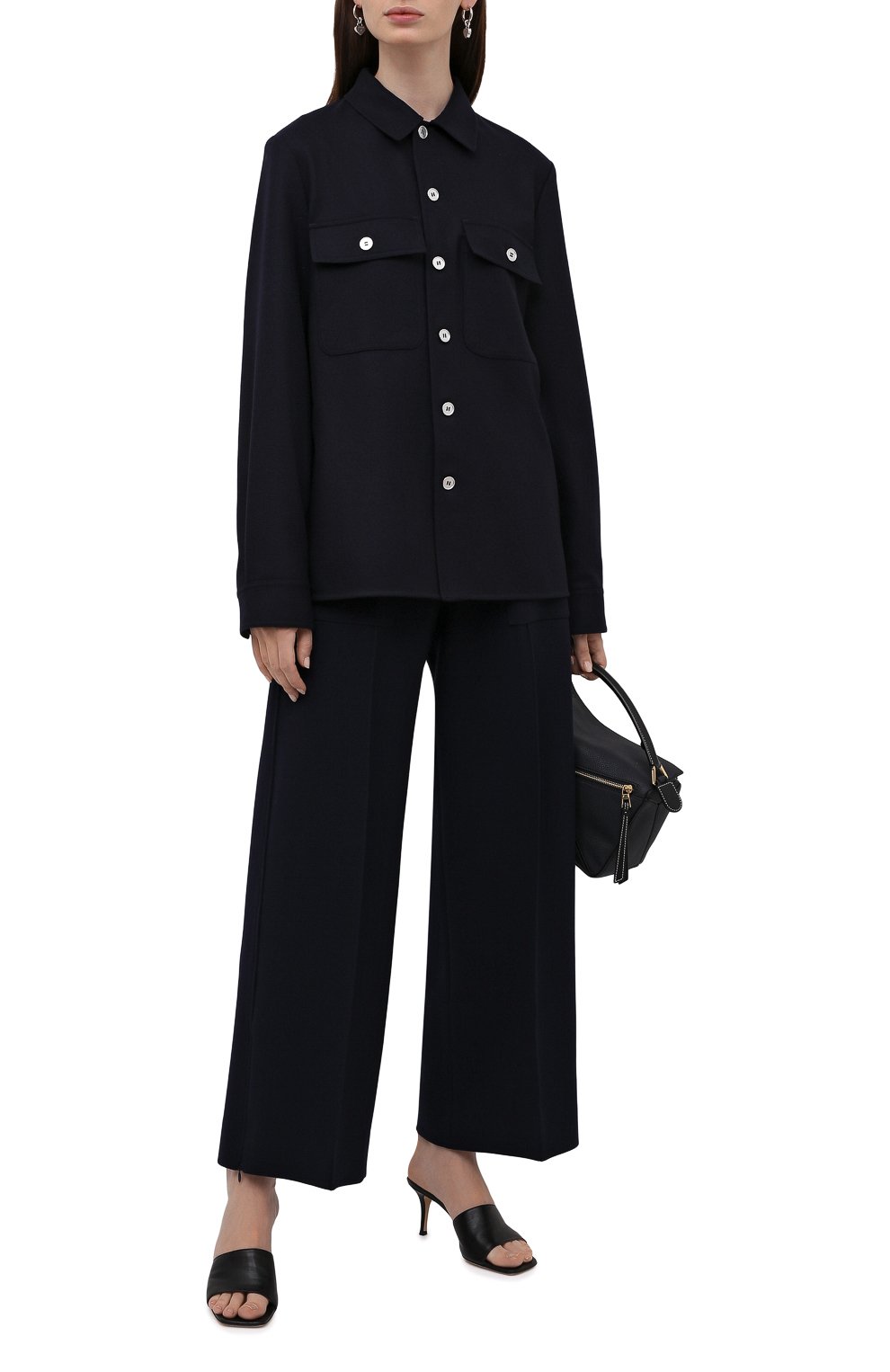 Шерстяные брюки JIL SANDER темно-синего цвета по цене 156000 руб., арт. JSPT311203-WT201100, фото 2 Шерстяные брюки JIL SANDER, арт. JSPT311203-WT201100, фото 2
