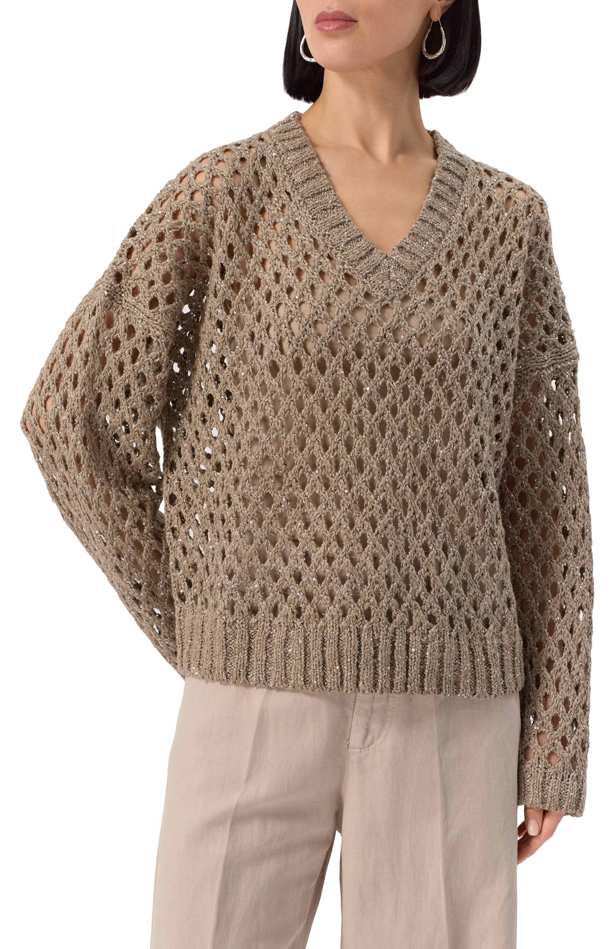 Пуловер из шелка и льна BRUNELLO CUCINELLI, арт. MEA338202P, фото 3