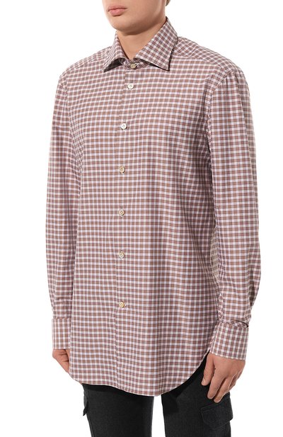 Хлопковая рубашка KITON коричневого цвета по цене 58950 руб., арт. UCIH0863710, фото 3 Хлопковая рубашка KITON, арт. UCIH0863710, фото 3
