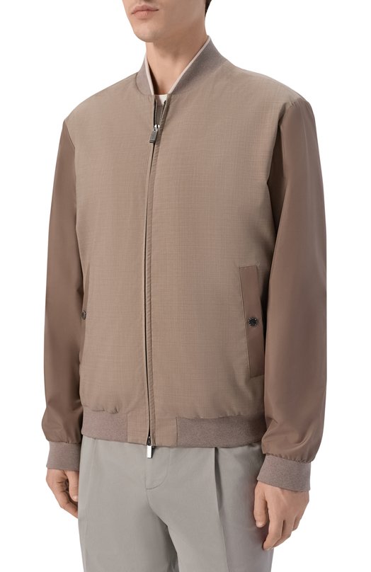 Бомбер из шерсти и шелка Paul&Shark 26412062_002 Бежевый  26412062_002 Фото 3