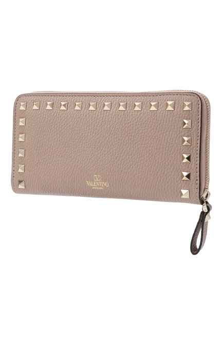 Женские кожаный кошелек rockstud VALENTINO темно-бежевого цвета, арт. 6W2P0645/VSH | Фото 2 (Материал сплава: Проставлено; Нос: Не проставлено; Материал: Натуральная кожа)