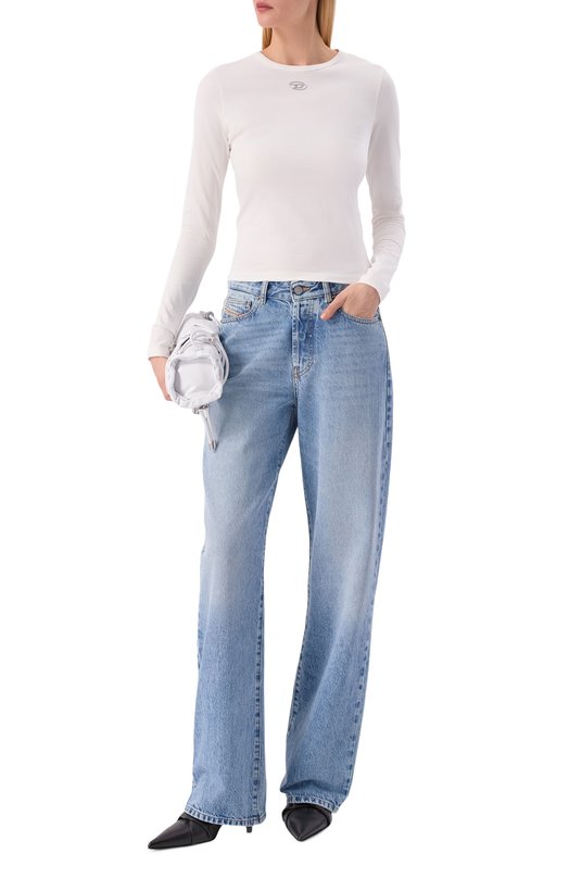 Хлопковый лонгслив Diesel A19916/0AHQH Белый  A19916/0AHQH Фото 2