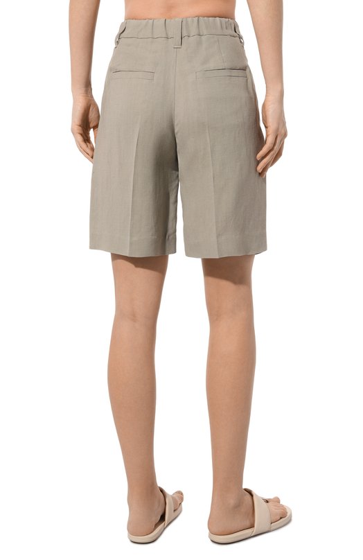 Шорты из вискозы и льна Brunello Cucinelli MH126B1365 Серый  MH126B1365 Фото 4
